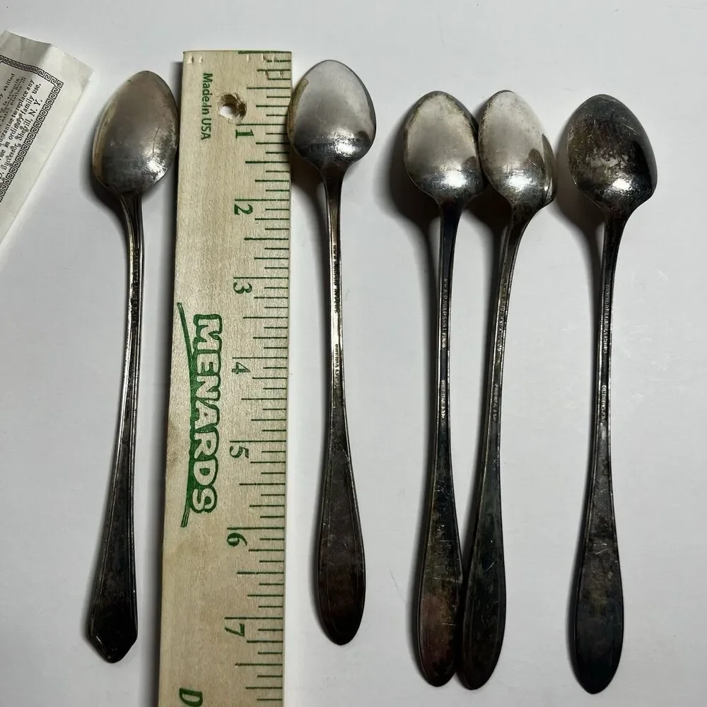 5 Vintage 1940 Wm A Rogers Oneida Silverplate Iced Tea Spoons With Box
